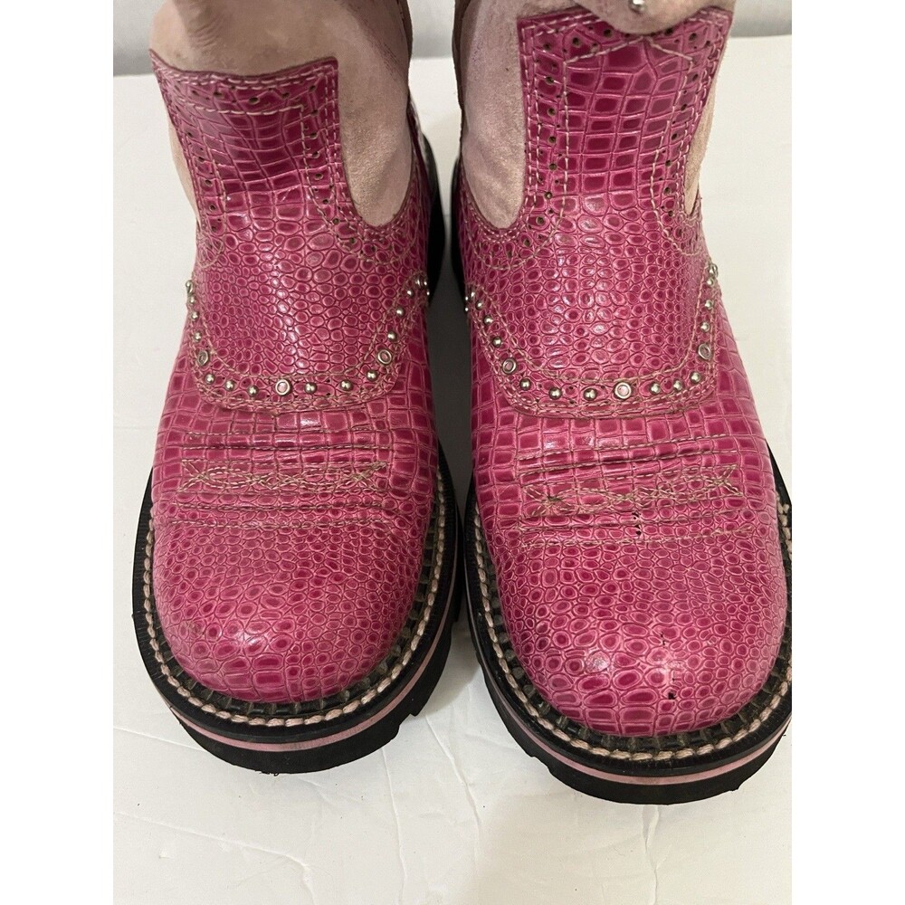 Ariat Pink Patent Leather Fatbaby Women's Size 8.5B Cowgirl Boots GUC - Picture 5 of 11